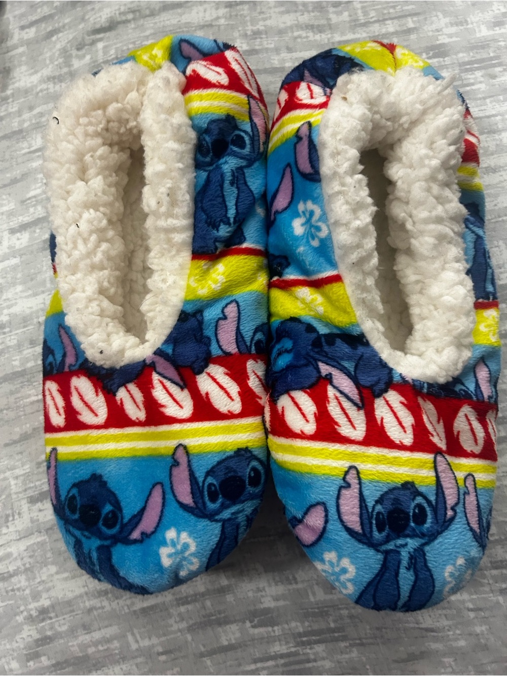 Disney Blue Stitch Plush Slip-On Footie Slippers